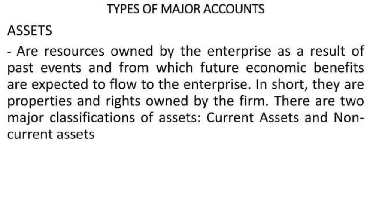 Different Types of Major Accounts: Assets, Liabilities, and Capital ...