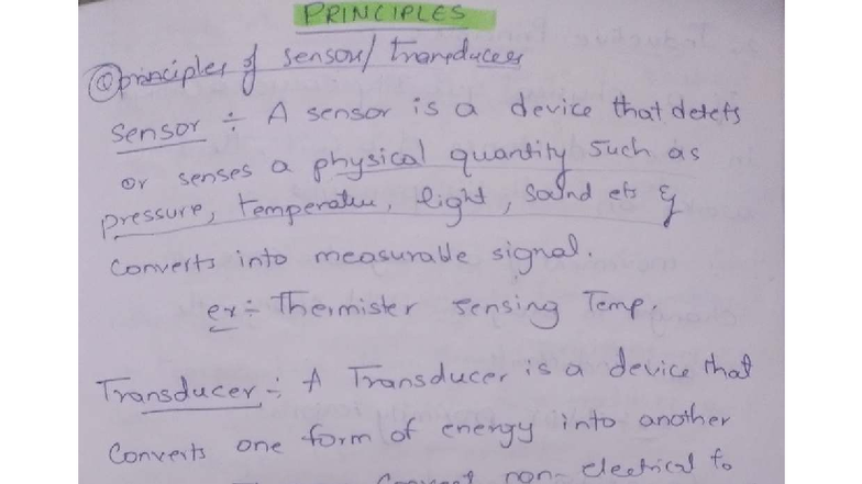ES-Unit 1: Principles of Transducers and Sensors - Studocu