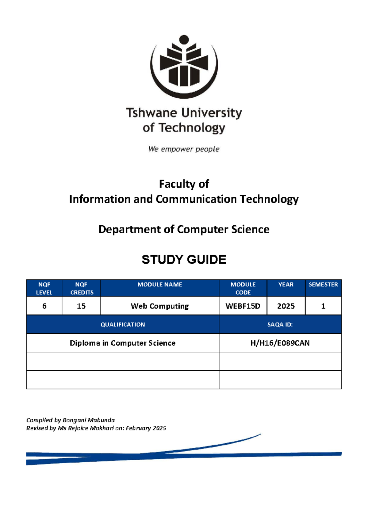 Web Computing Study Guide (WEBF15D) for Semester 1, 2025 - Studocu