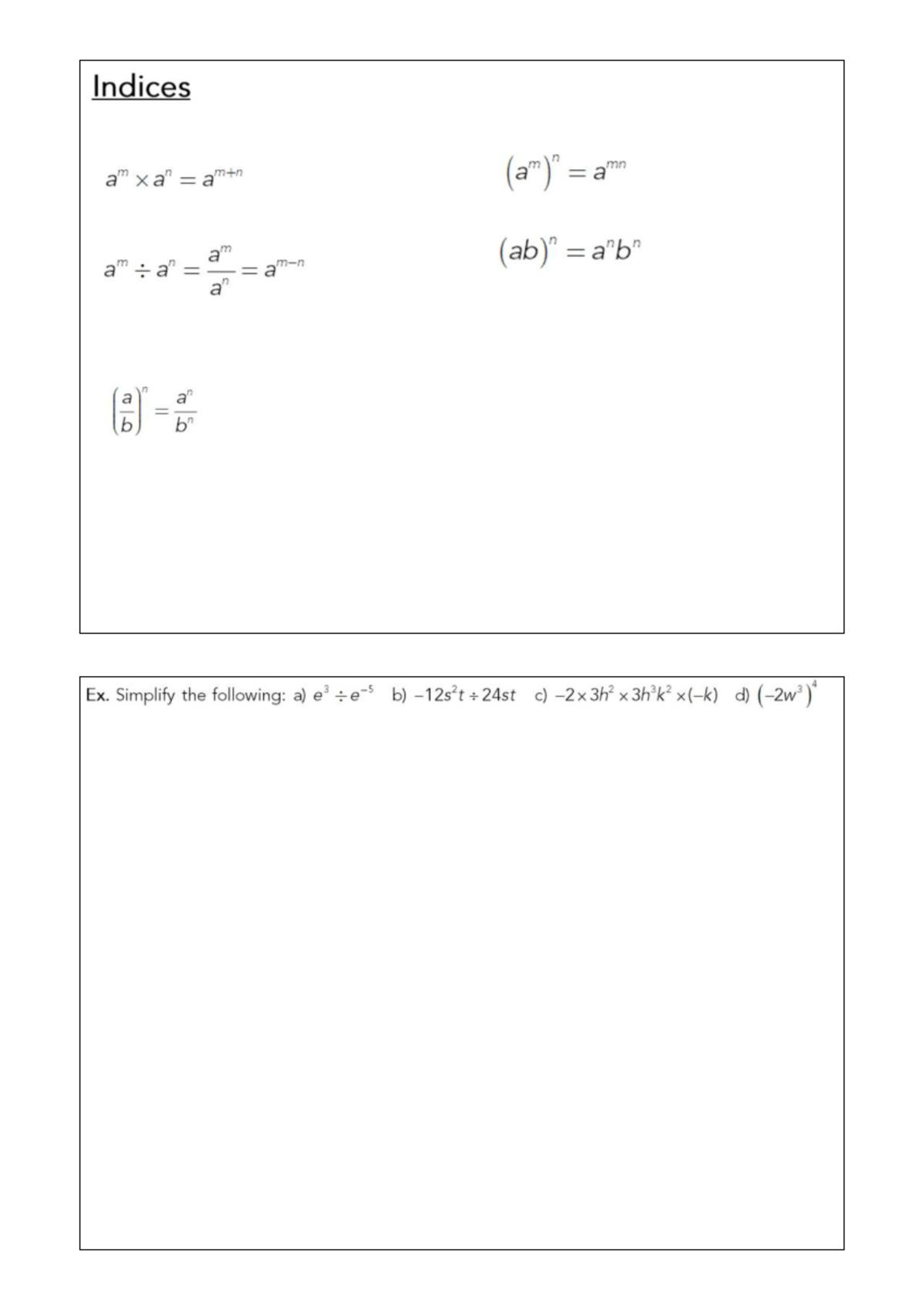 02 Indices - Homework 7A Simplification and Evaluation - Studocu