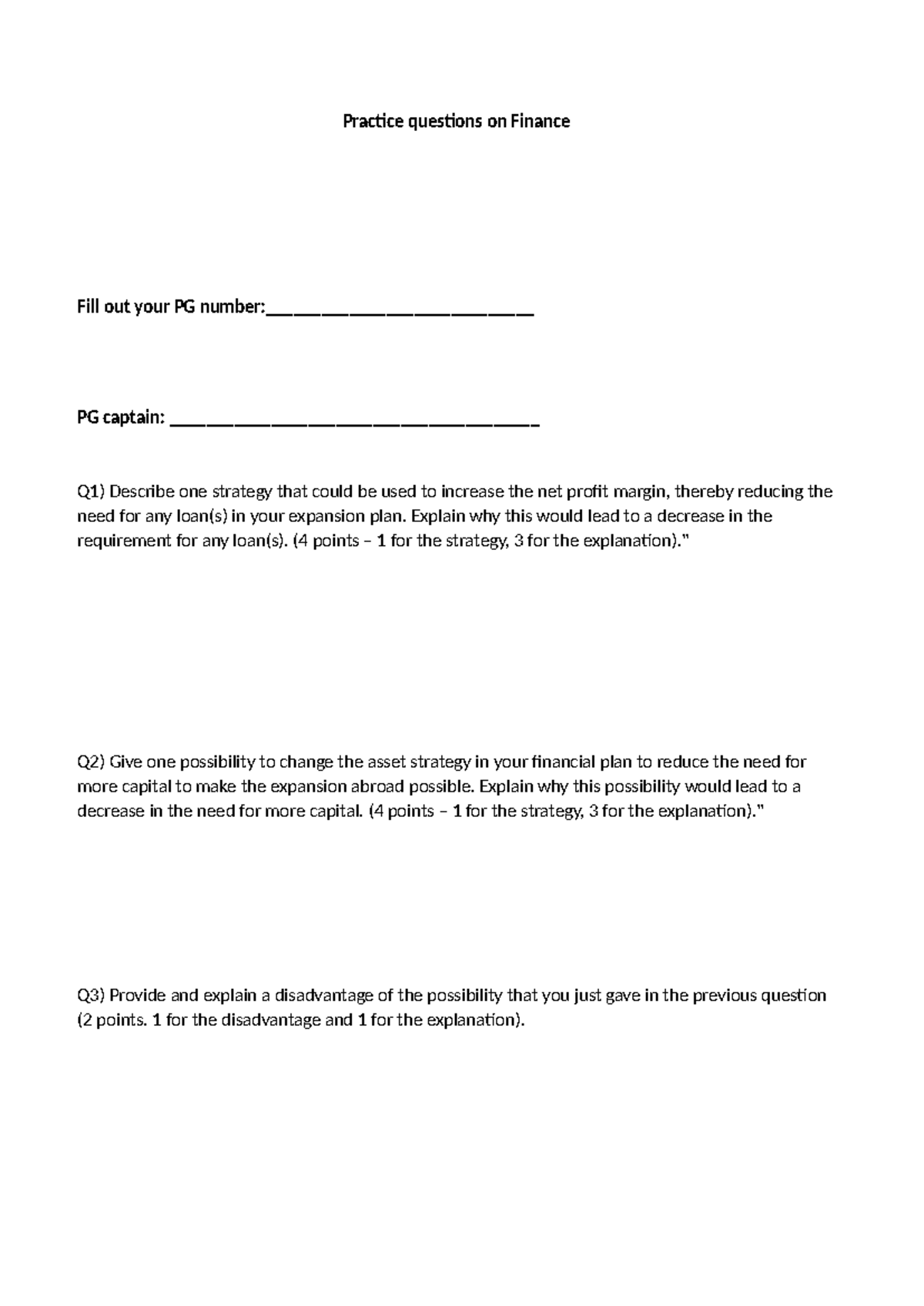 Finance Practice Questions - PG Version - Studeersnel