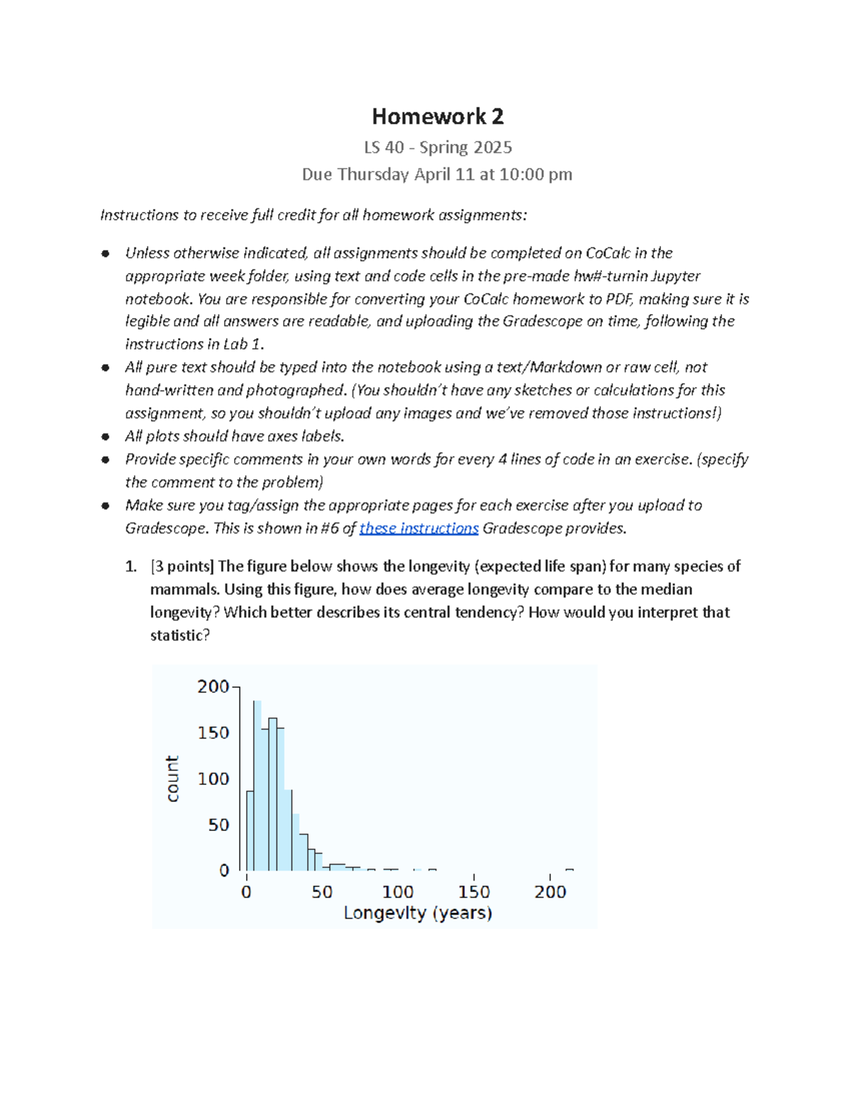 Homework 2 LS 40 Spring 2025: Instructions & Key Concepts - Studocu