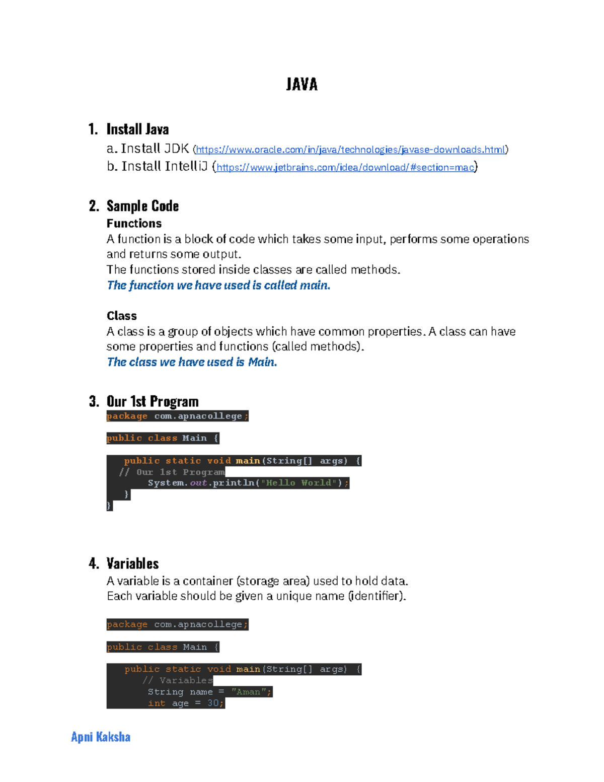 Java Notes - EDAF: Installation, Functions, Data Types & More - Studocu