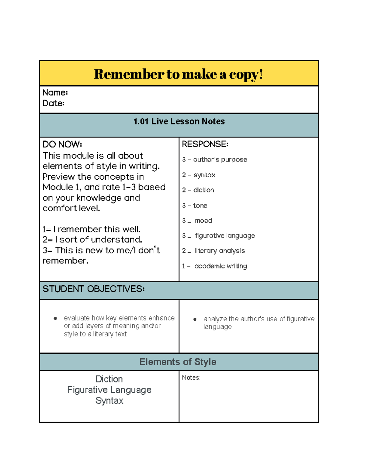8/16/23 LL Notes: Elements of Style in Writing Lesson - Studocu