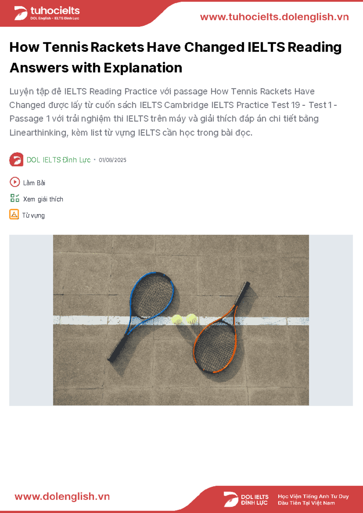 IELTS Reading Practice: How Tennis Rackets Have Evolved - Studocu
