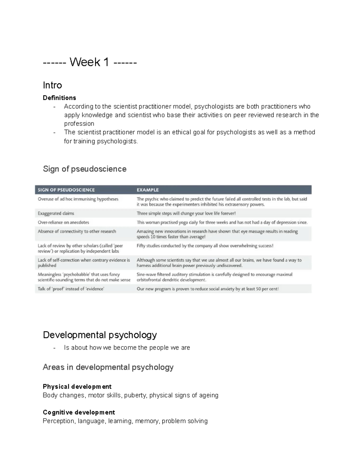 Intro to Psych 2 - Lecture Notes: Key Concepts in Developmental ...