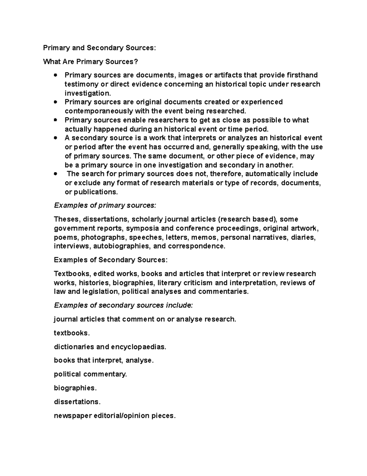 Understanding Primary & Secondary Sources: Analysis & Examples - Studocu
