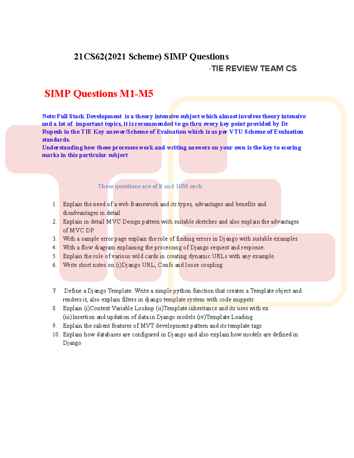 21CS62 Final Exam Review: Key Questions on Full Stack Development - Studocu