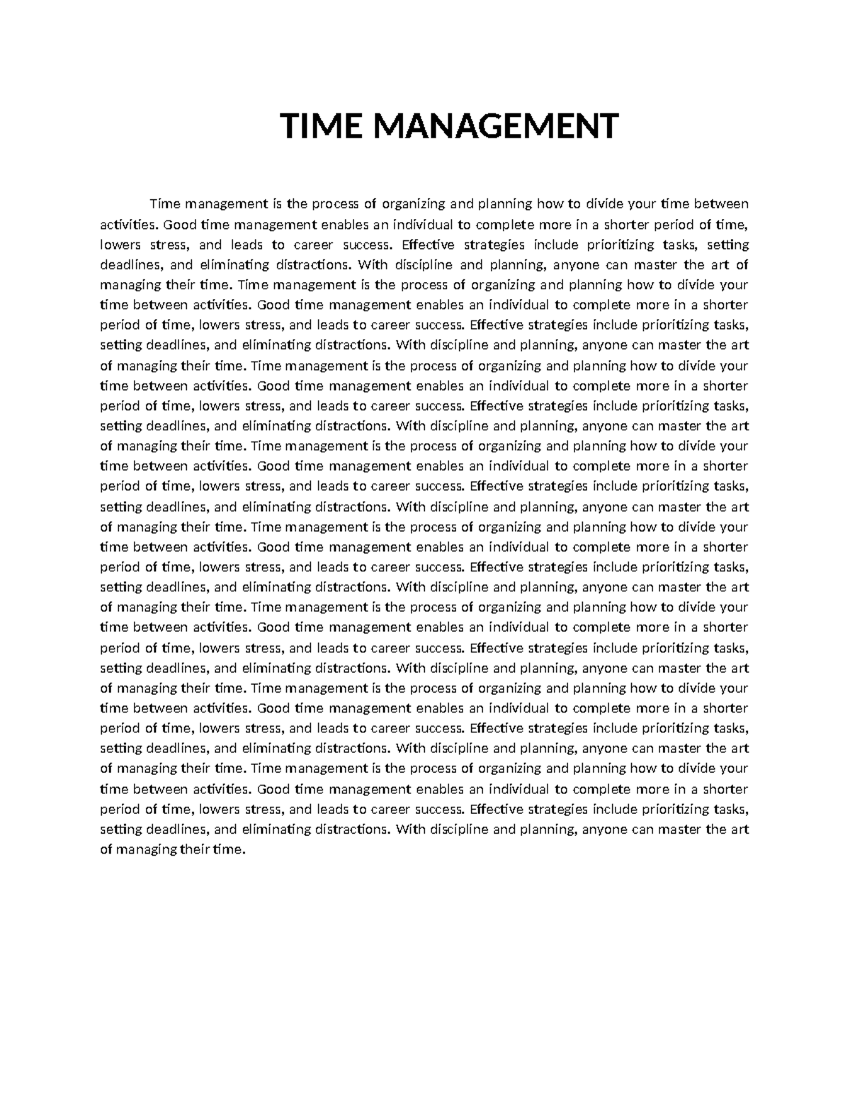 Effective Time Management Strategies for Success (Course Code: INB 602 ...