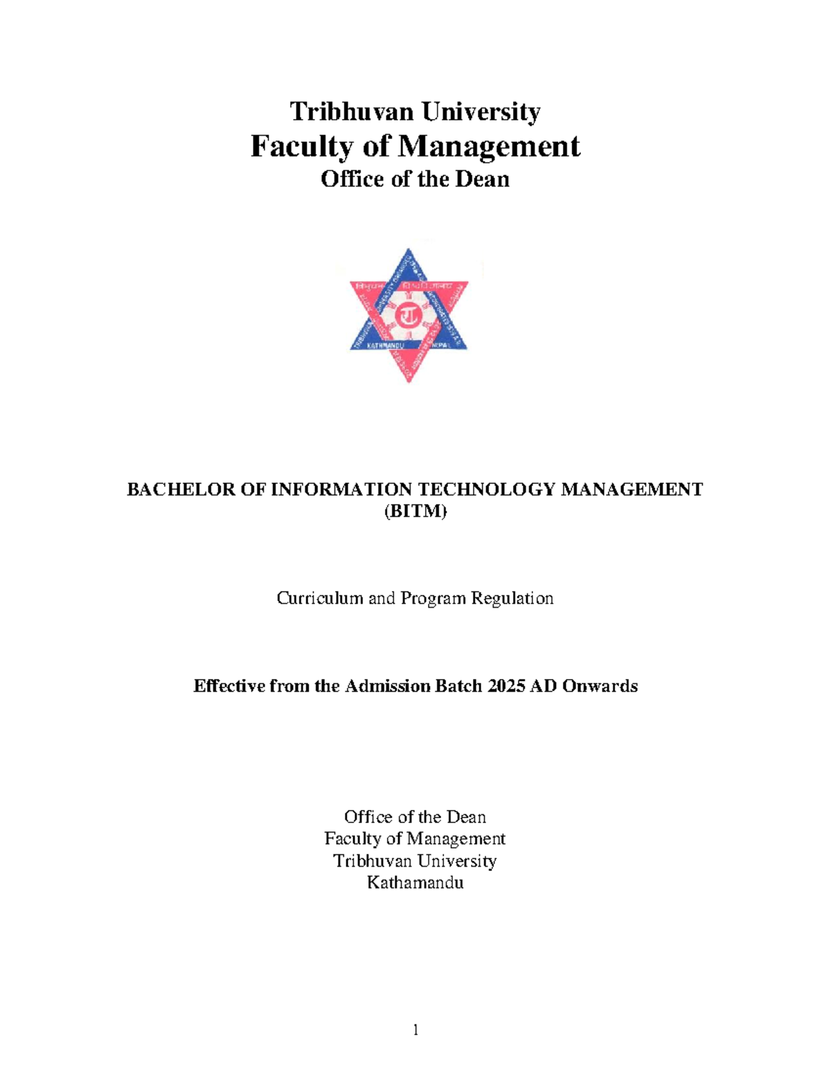 BITM Curriculum & Program Regulations (Batch 2025) - Studocu