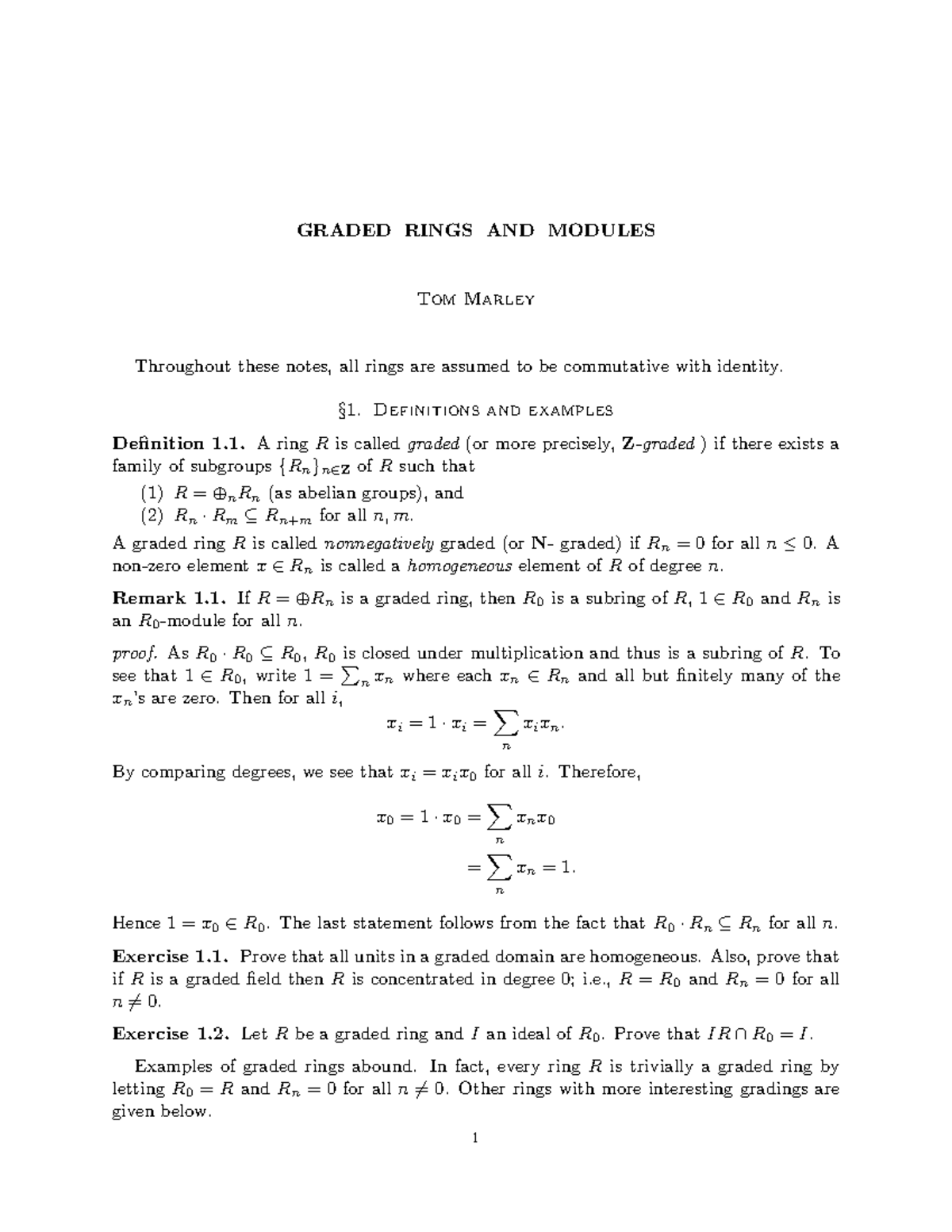 Graded Rings and Modules: Comprehensive Notes (Course Code: 905) - Studocu