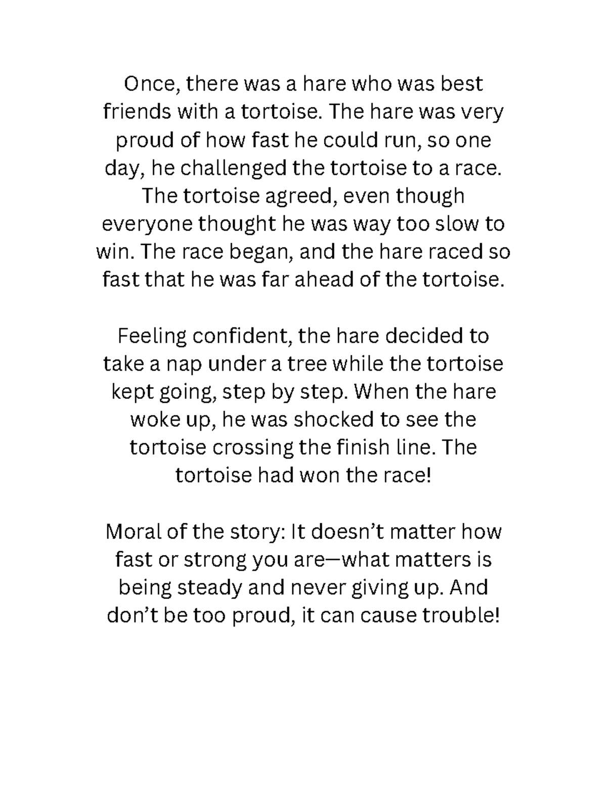 The Tortoise and the Hare: A Lesson in Perseverance and Humility - Studocu