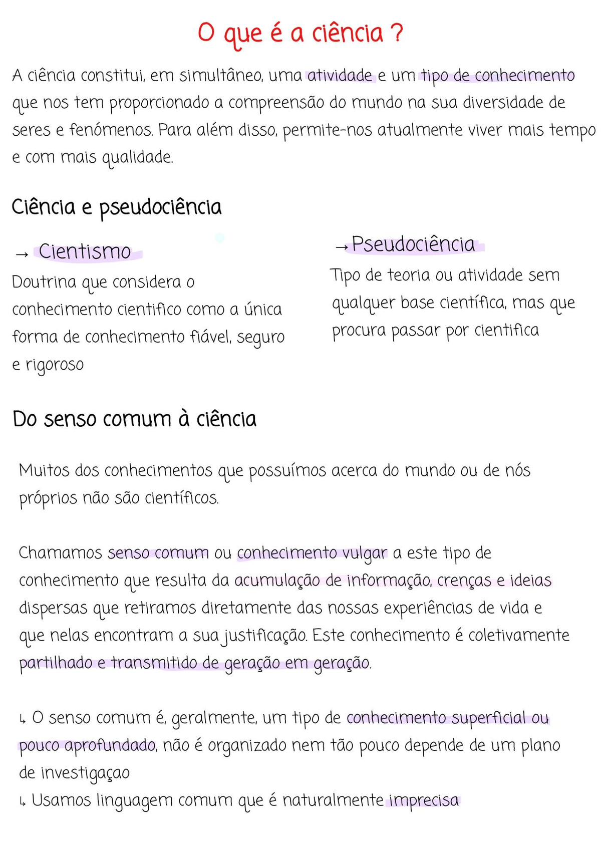 Resumo: O Estatuto do Conhecimento Científico - Ciência vs. Senso Comum ...