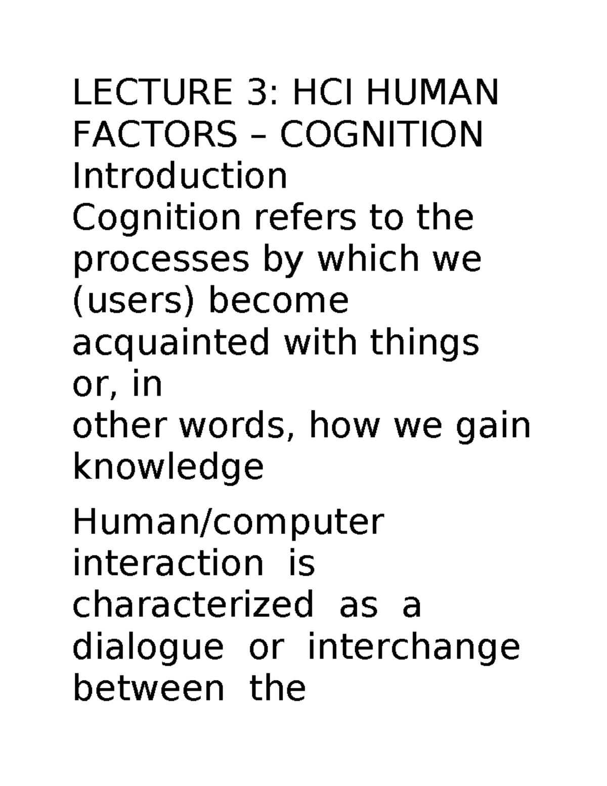 HCI 101: Lesson 1 - Understanding Cognition in Human-Computer ...