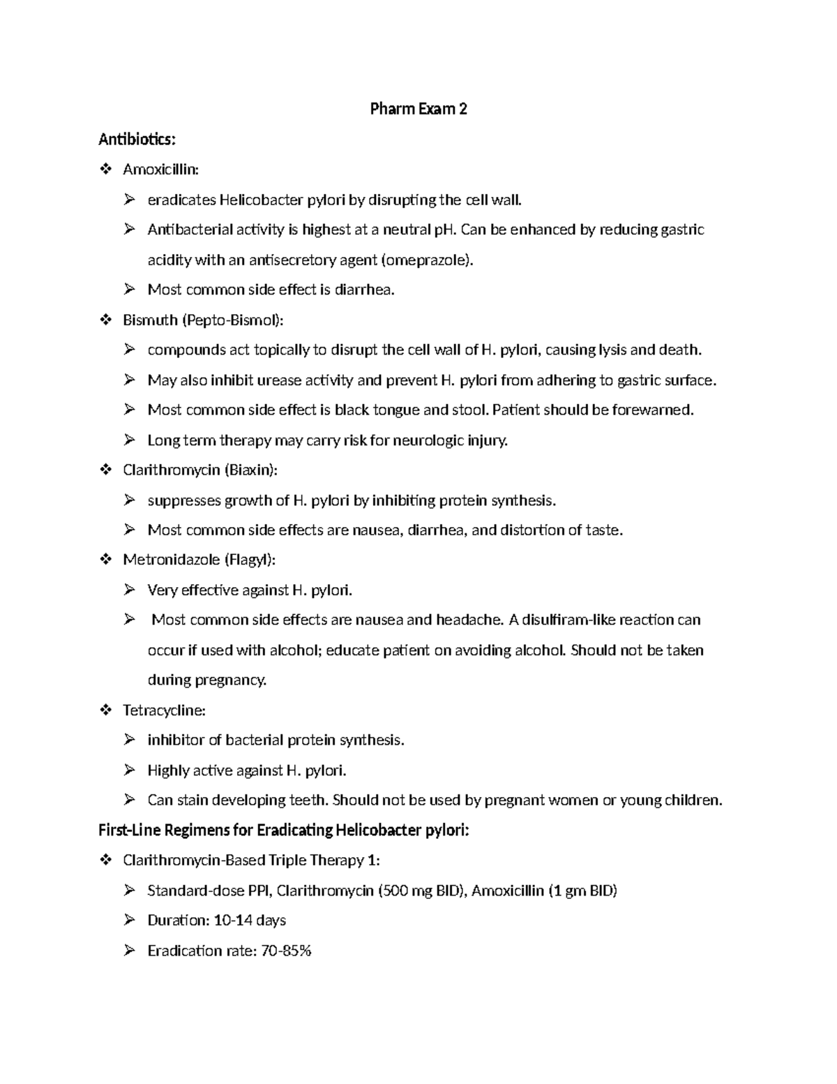 Pharm Exam 2 - Comprehensive Study Guide for Antibiotics and GI Drugs ...