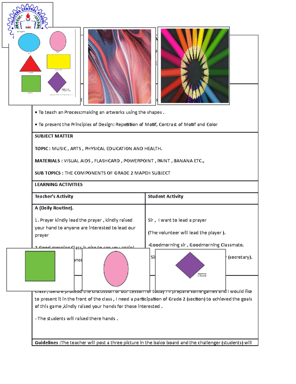 MAPEH 2 Detailed Lesson Plan - 3rd Quarter Curriculum Guide - Studocu