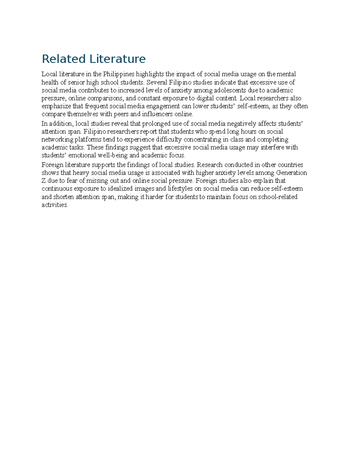 Chapter 2 - RESEARCH: Impact of Social Media on Mental Health of SHS ...