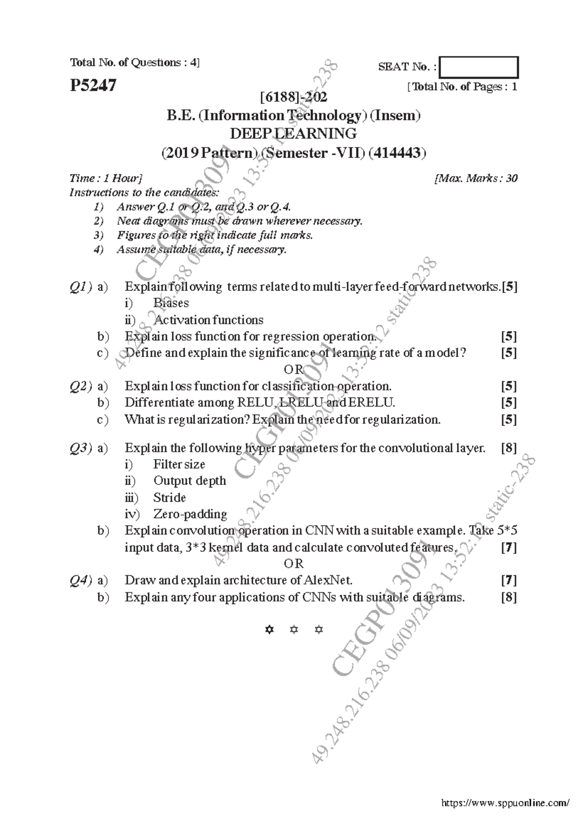 Deep Learning Insem Question Paper - Total No. of Questions : 4] [6188 ...