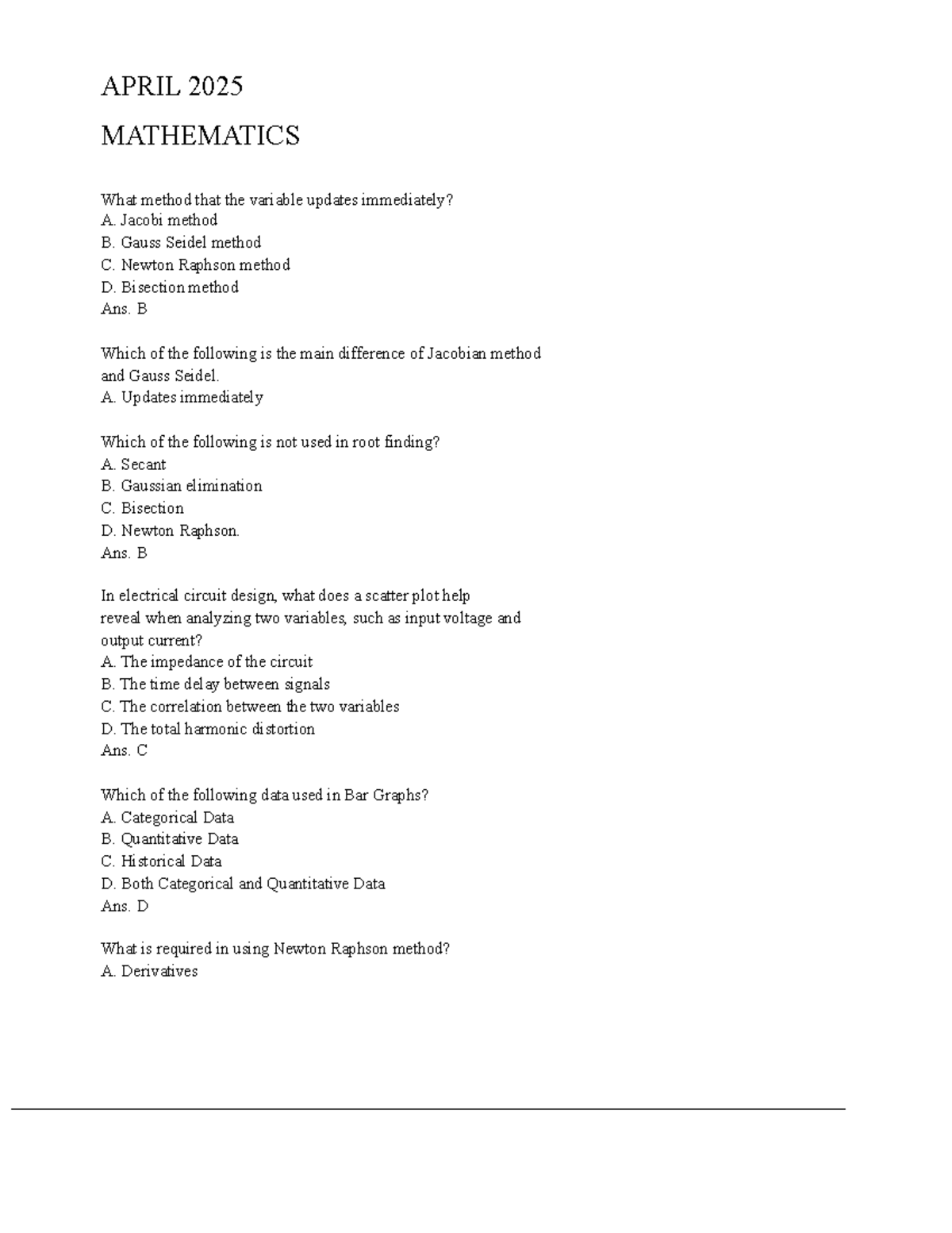 MAT 2025 Final Exam Review: Key Concepts and Solutions - Studocu
