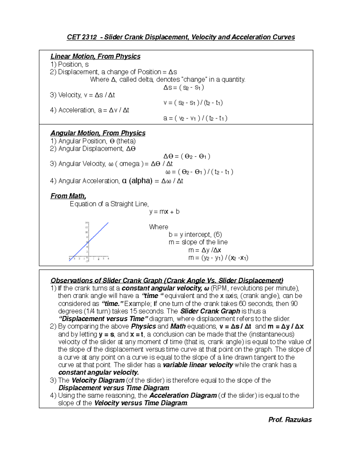 CET 2312 - Linear and Angular Motion Lecture Notes - Studocu