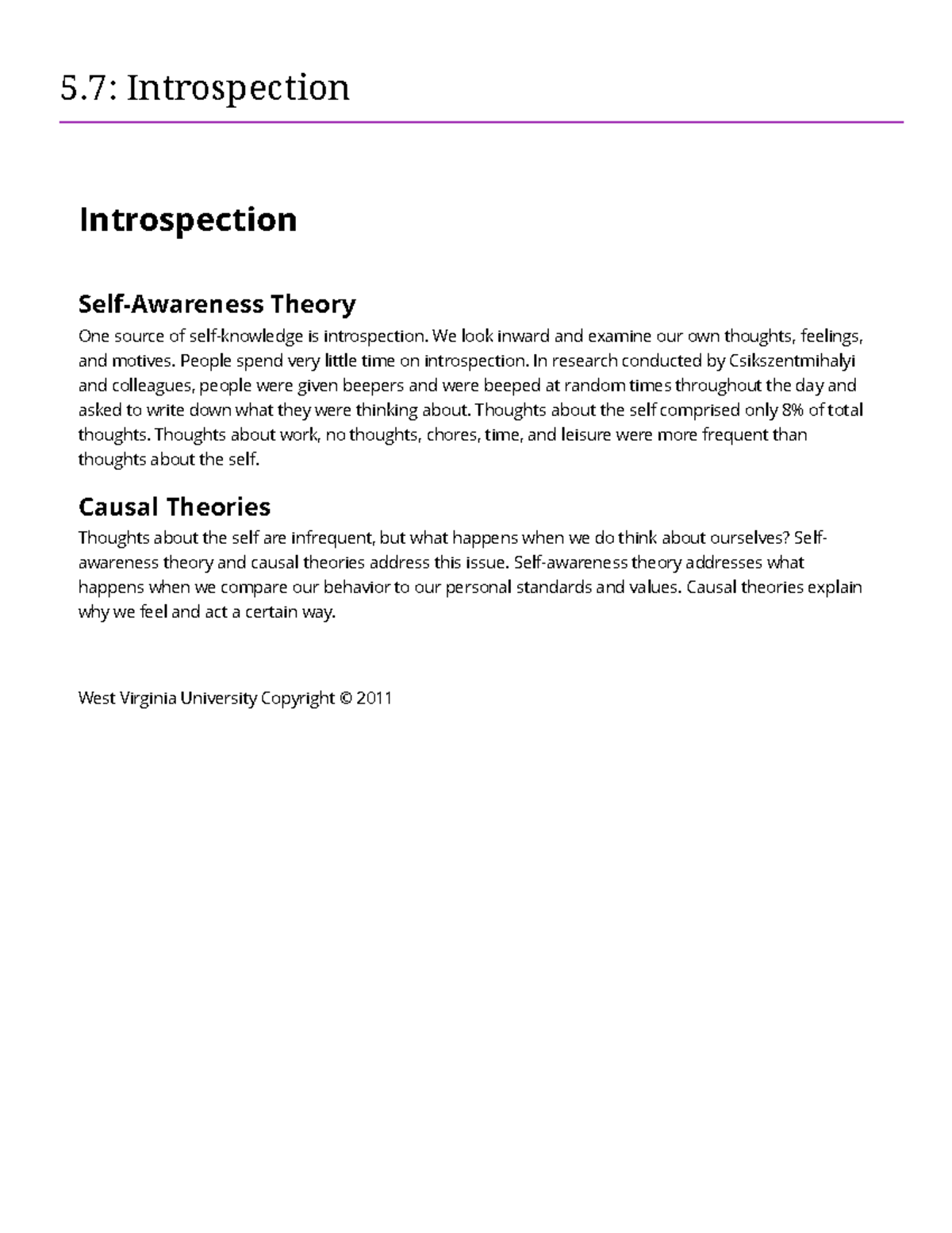 5.7: Self-Awareness & Introspection Theory Overview - Studocu