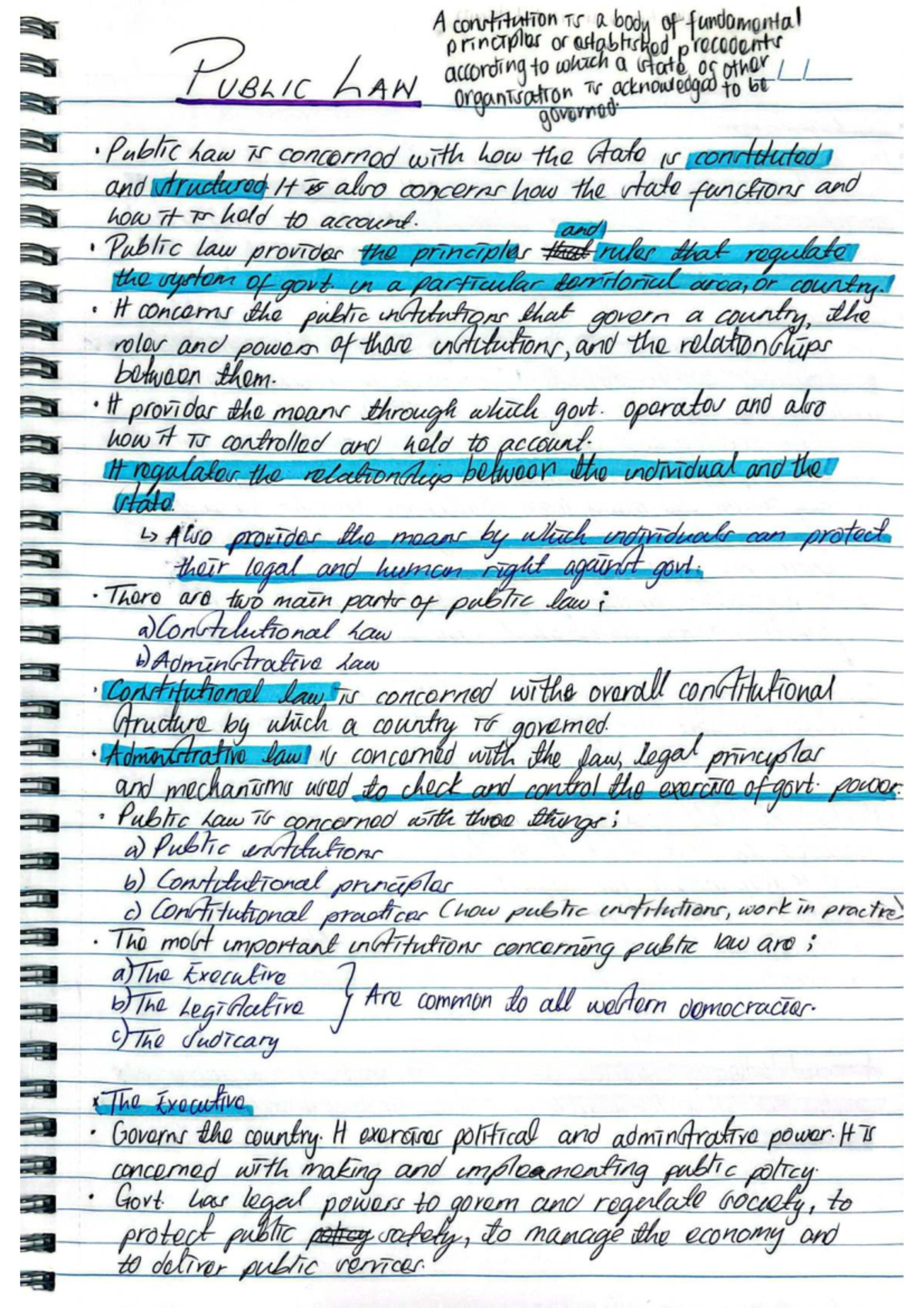 Unit One: Overview of Public Law and Constitutional Principles - Studocu