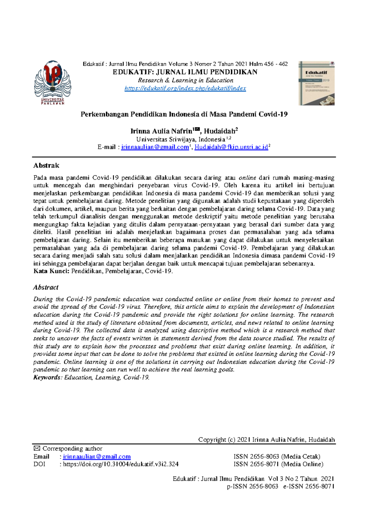 324 1247 1 PB - sssss - Edukatif : Jurnal Ilmu Pendidikan Vol 3 No 2 ...