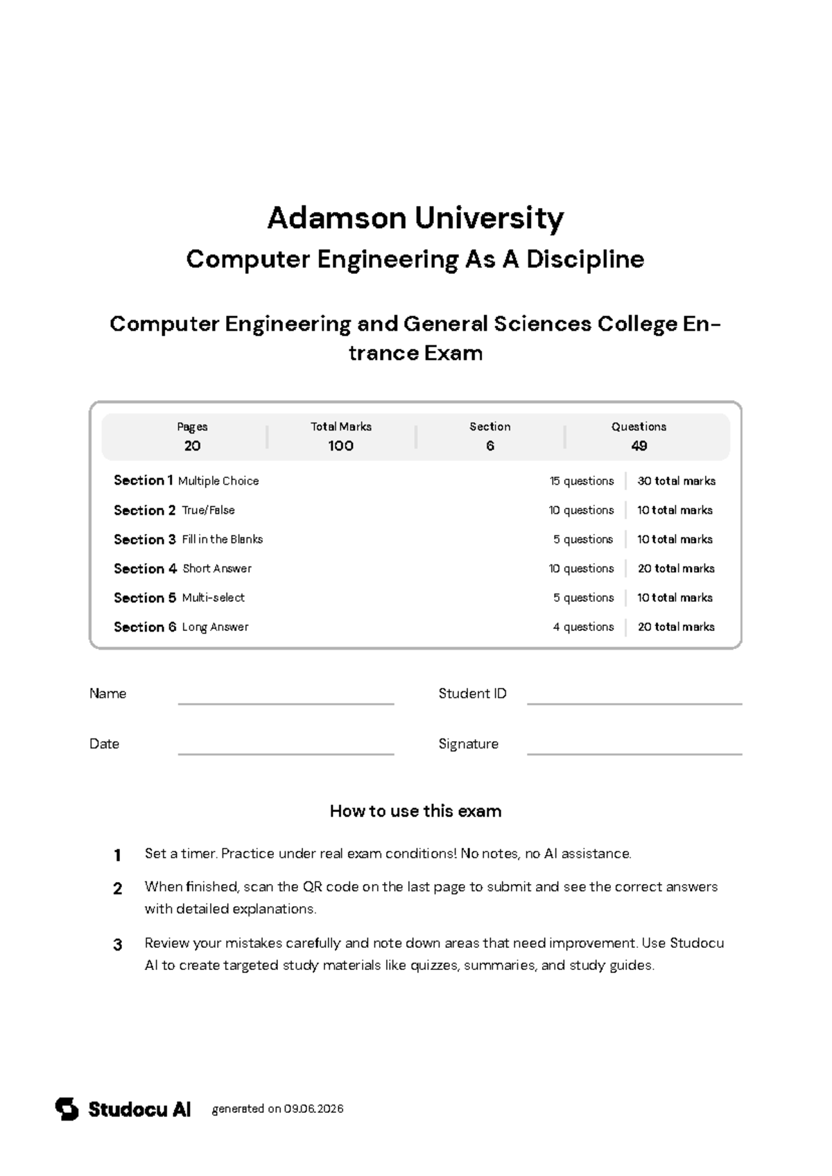 Computer Engineering Entrance Exam: Greek Mythology & Science - Studocu