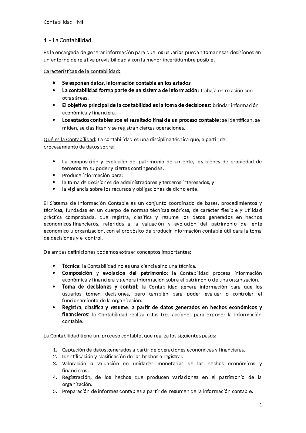 Resumen de Contabilidad MI: Fundamentos y Proceso Contable - Studocu