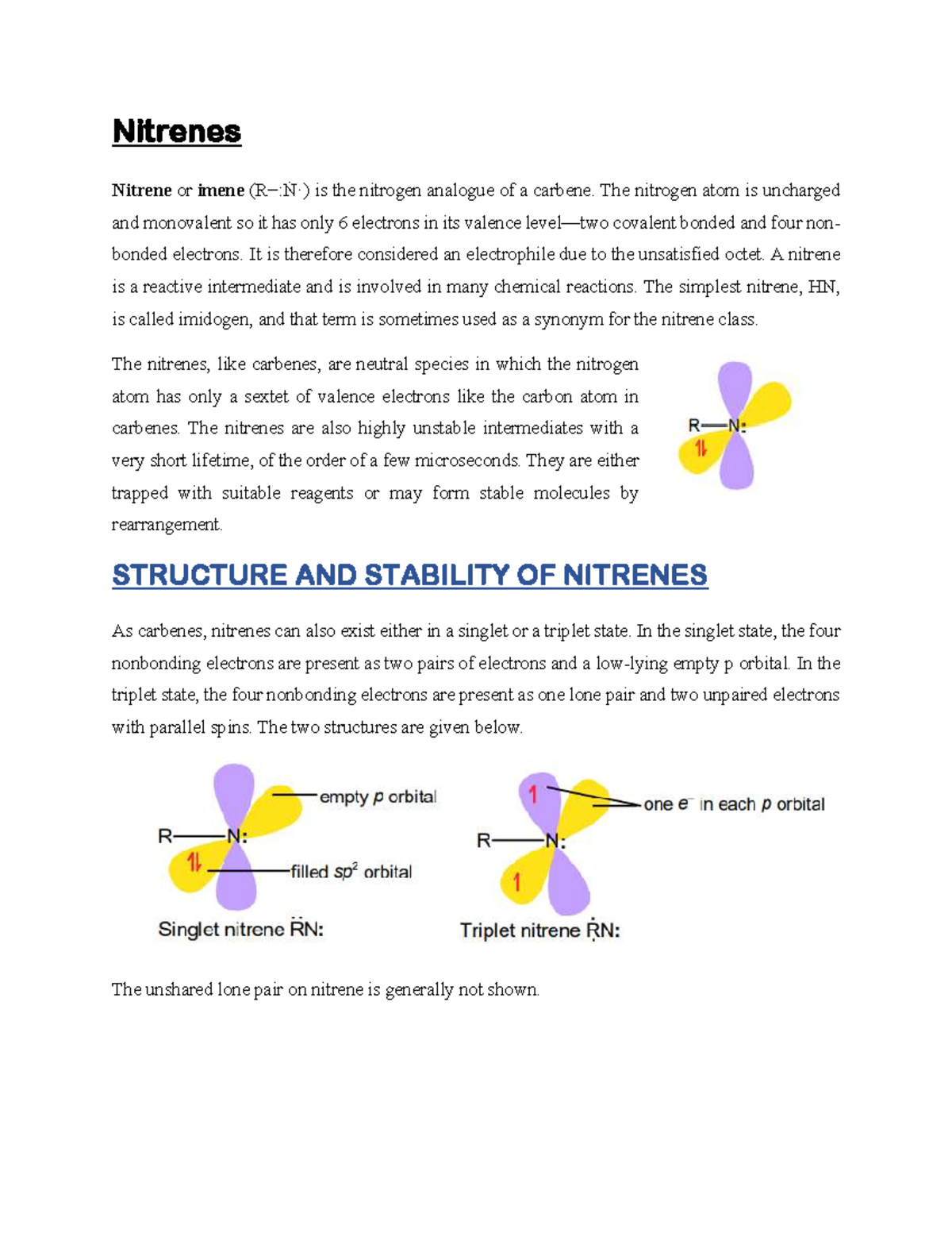 Nitrenes: Structure, Stability, and Reactivity in Organic Chemistry ...