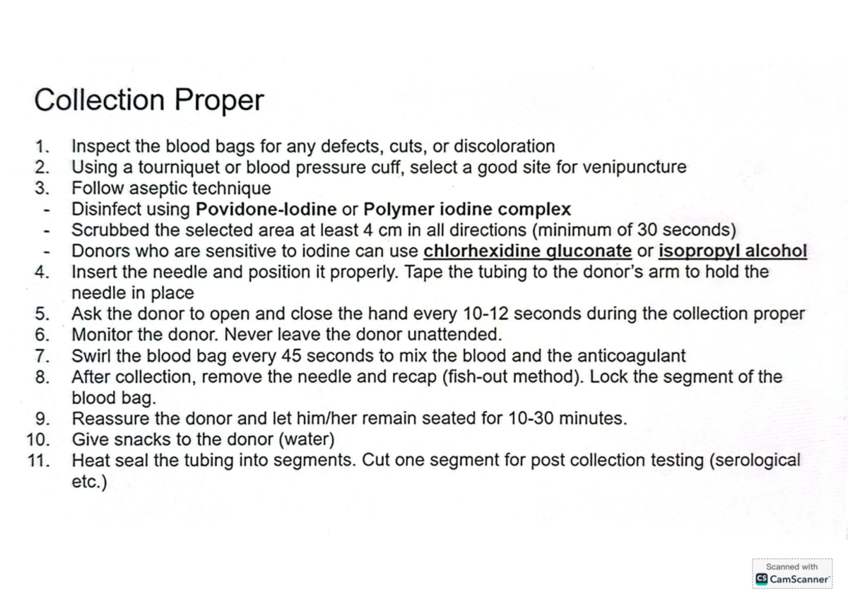 BB LEC Final Exam Part 2: Blood Collection and Processing Techniques ...