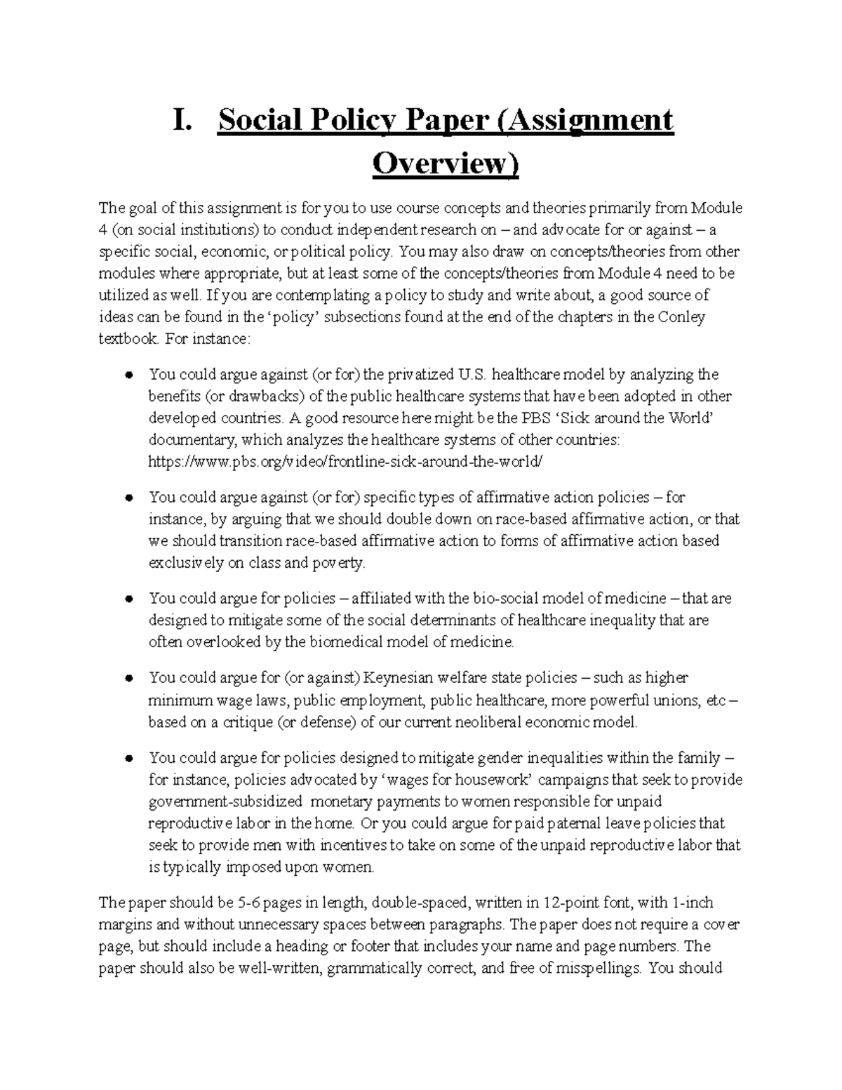 Social Policy Paper Assignment Guide (Module 4) - Studocu