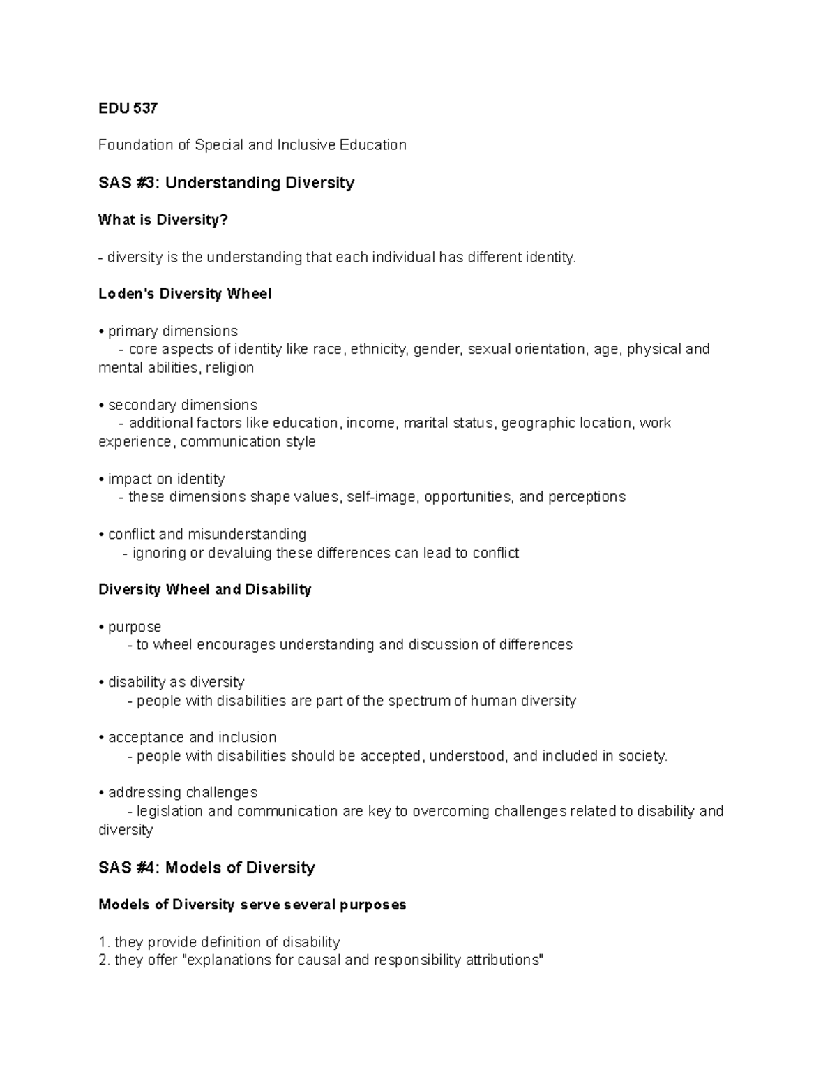 EDU 537 - 2nd Sem Review: Understanding Diversity in Special Education ...