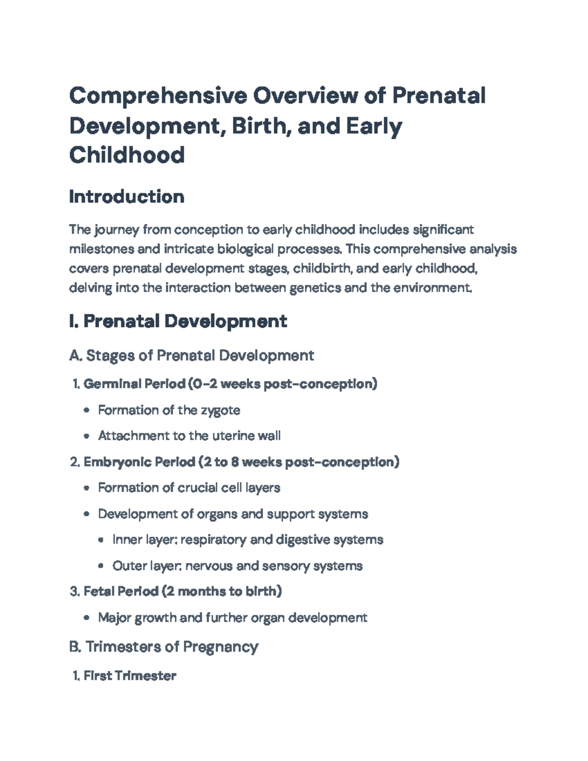 Comprehensive Overview of Prenatal Development & Early Childhood (PSY ...
