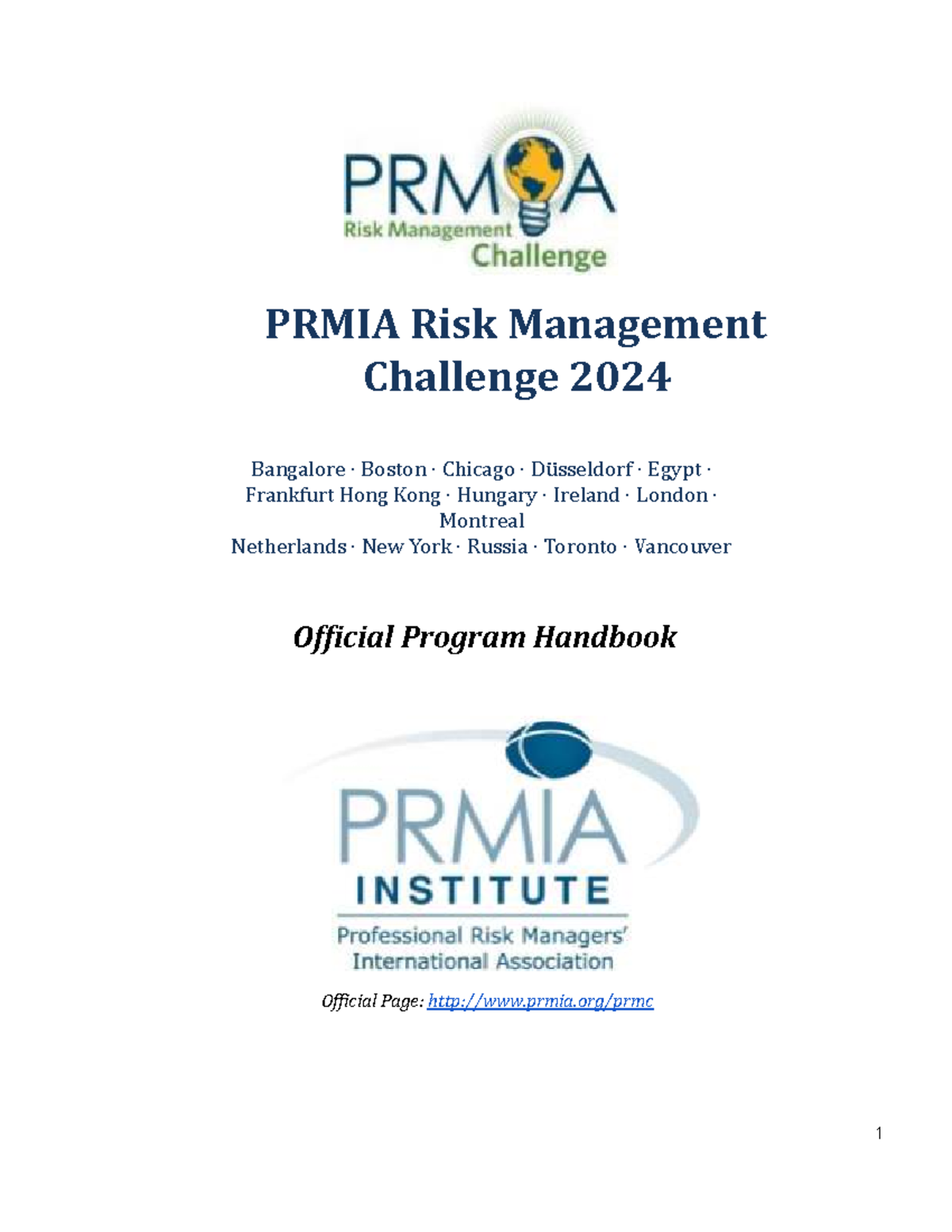 2024 PRMIA Risk Management Challenge Program Handbook - Studocu