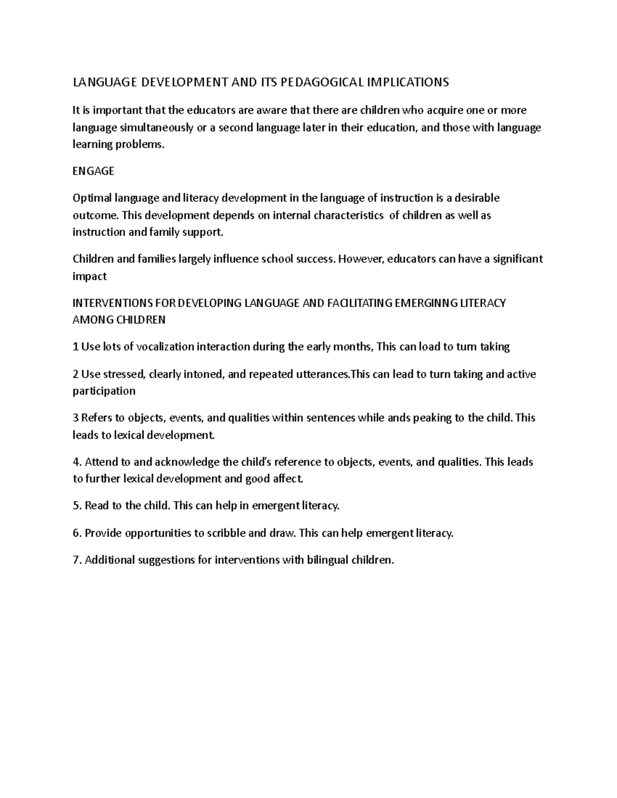 Language Development and Pedagogical Implications: Insights for ...