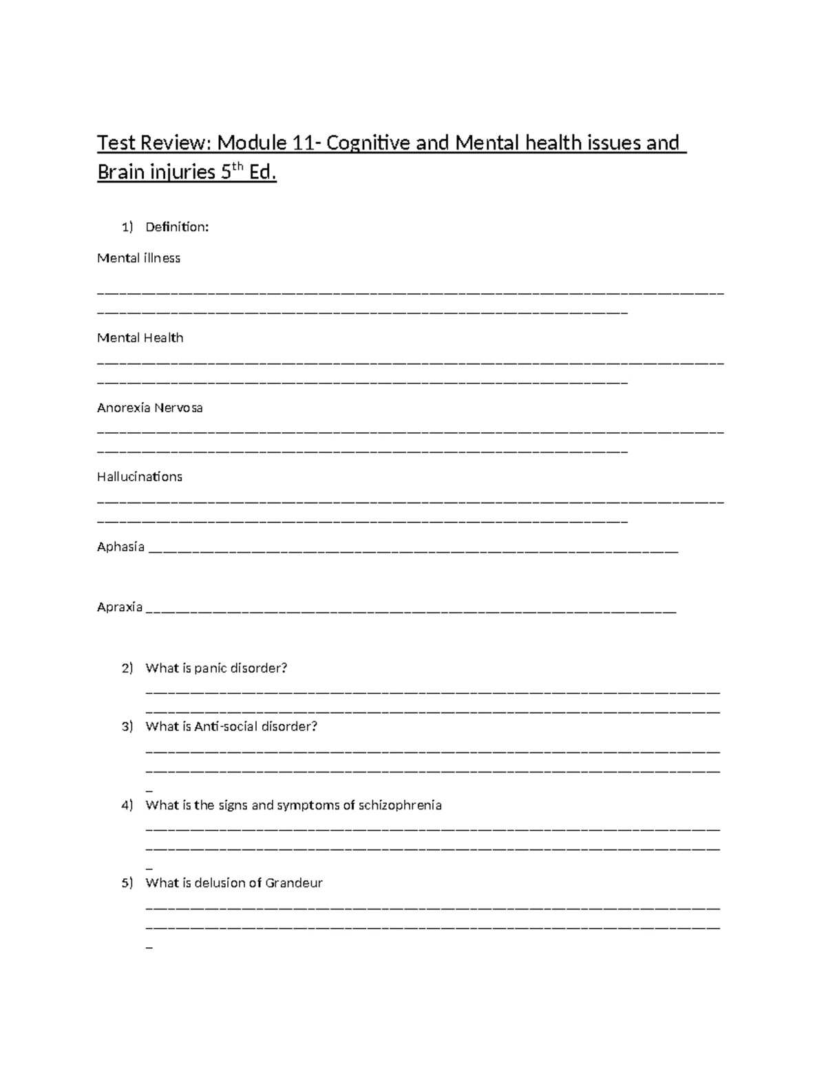 Module 11: Cognitive & Mental Health Issues Assignment (A CC 2 0 1 5 V5 ...