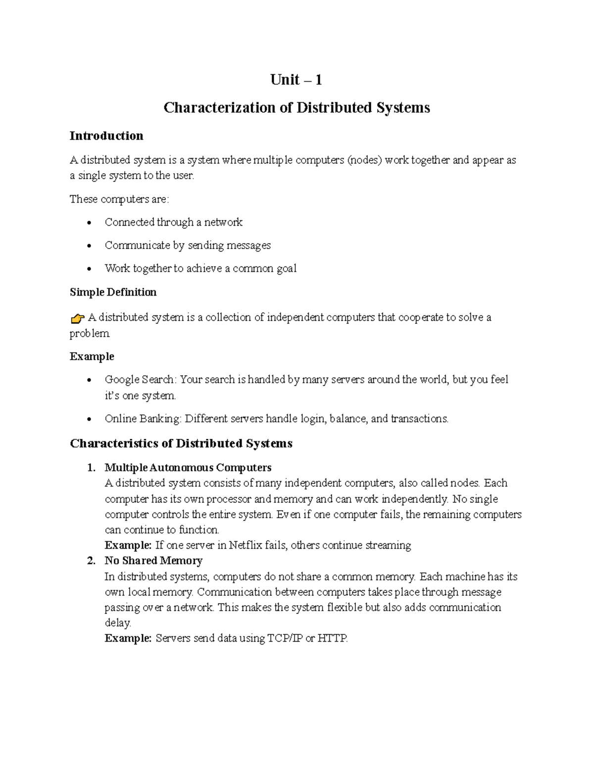 Unit 1: Characterization and Overview of Distributed Systems - Studocu