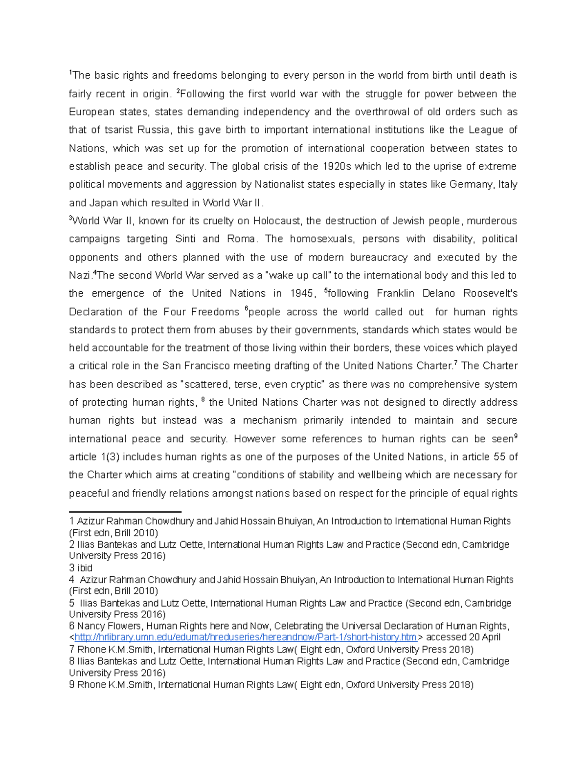 International Human Rights - 1 The basic rights and freedoms belonging ...