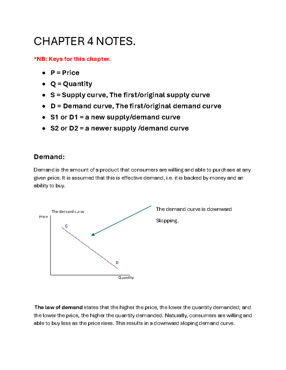 ECON 101: Chapter 4 - Demand and Supply Analysis Notes - Studocu
