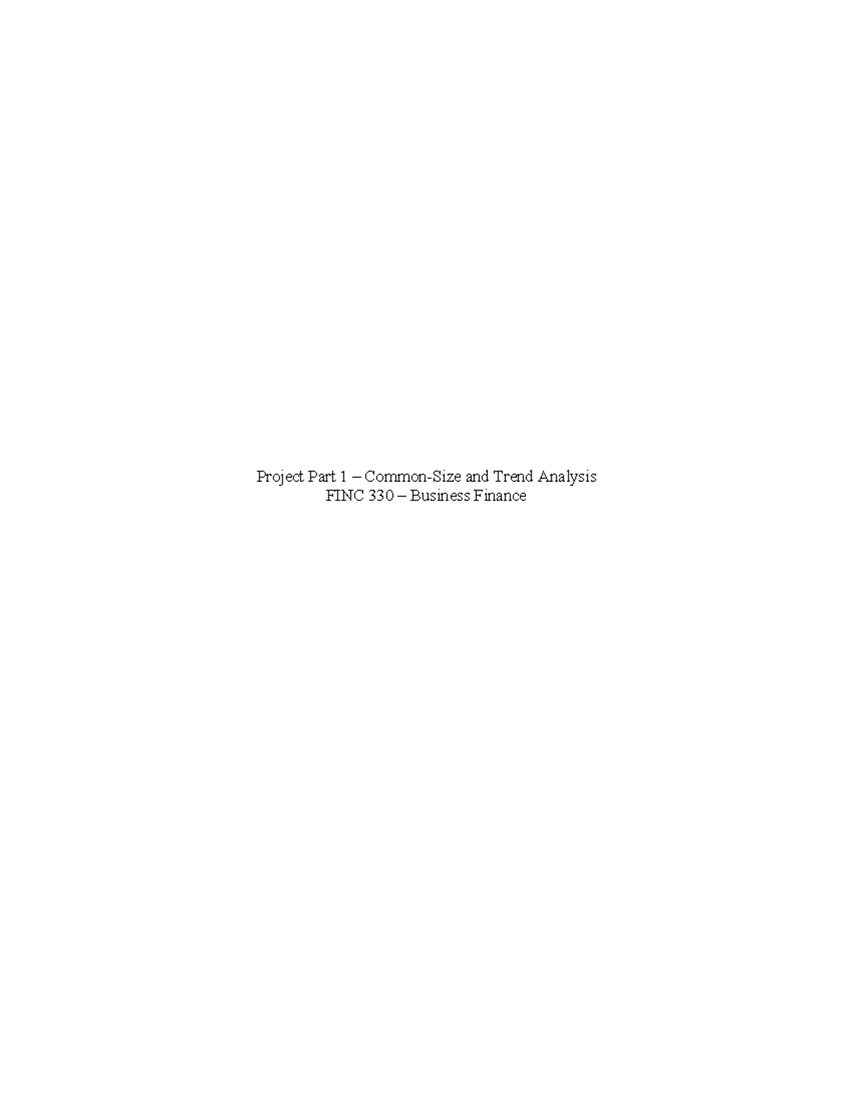 FINC 330 - Project Part 1: Common-Size & Trend Analysis of Amazon - Studocu