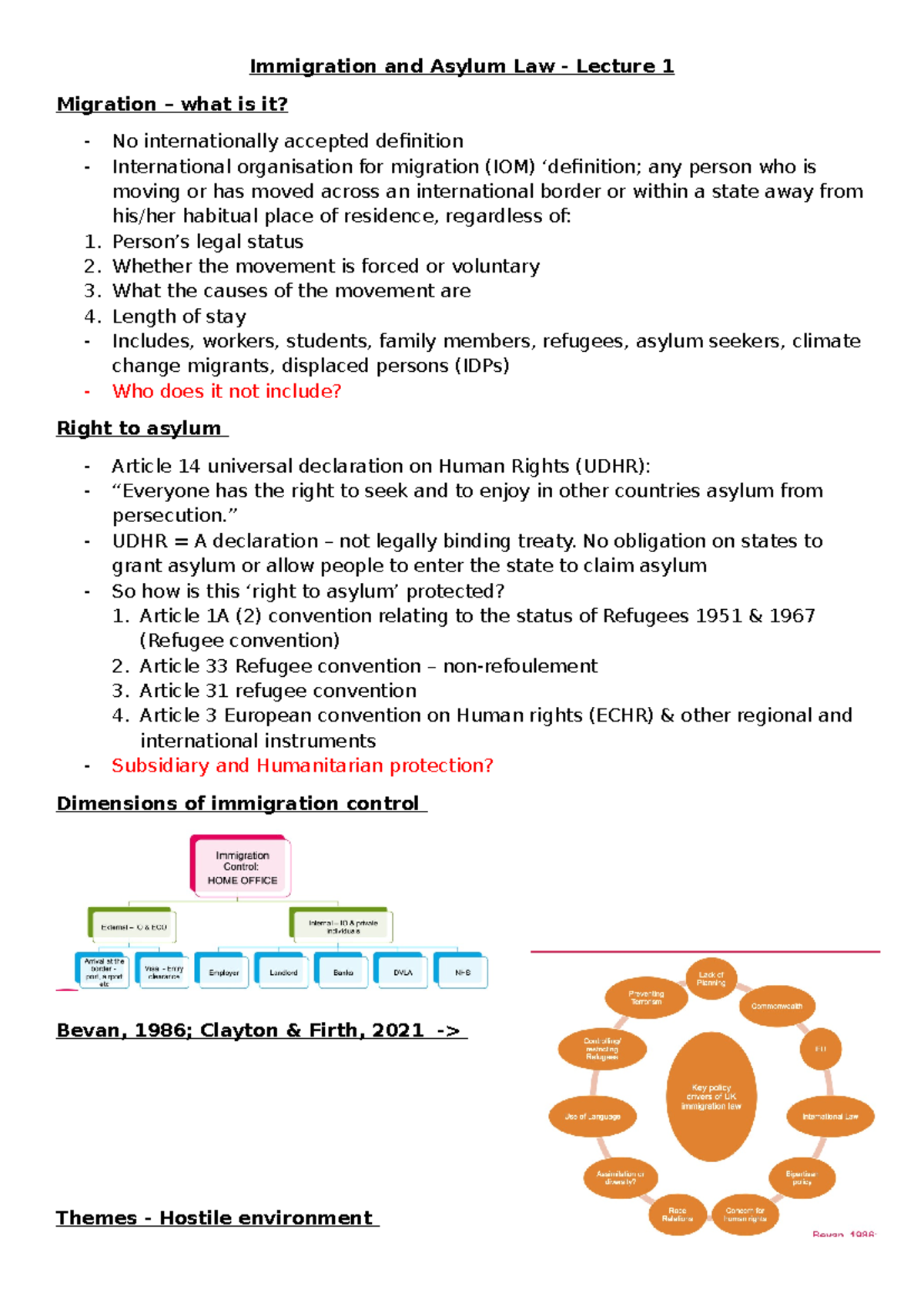 Immigration and Asylum Law - Lecture 1 Overview and Key Concepts - Studocu