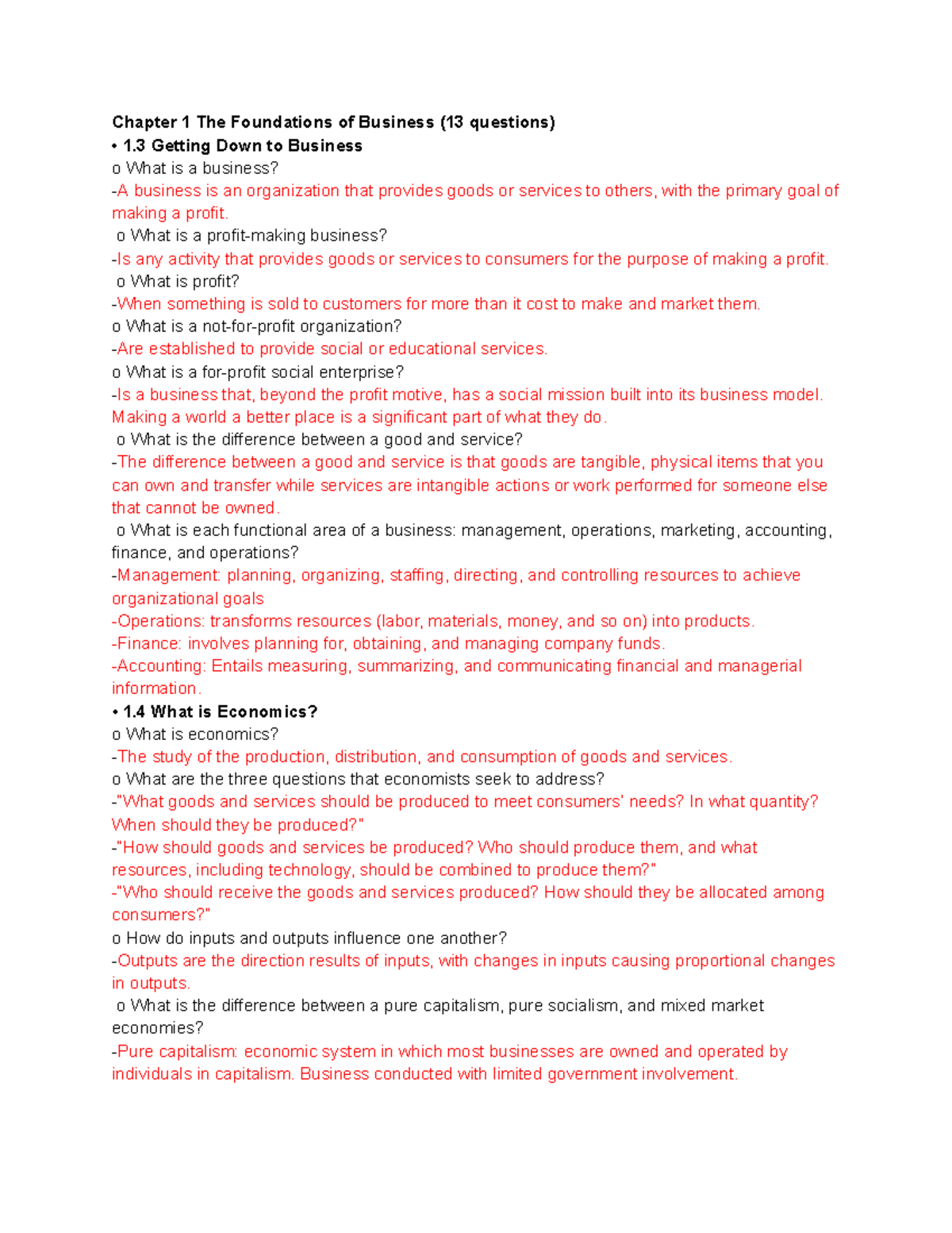 MGMT 101: Foundations of Business & Economic Principles Review Notes ...