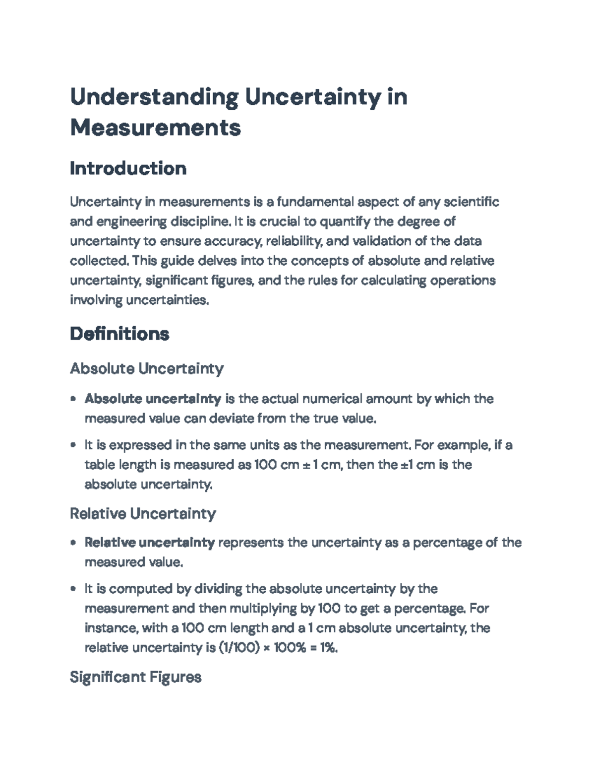 Understanding Uncertainty in Measurements - Guidelines and Examples ...
