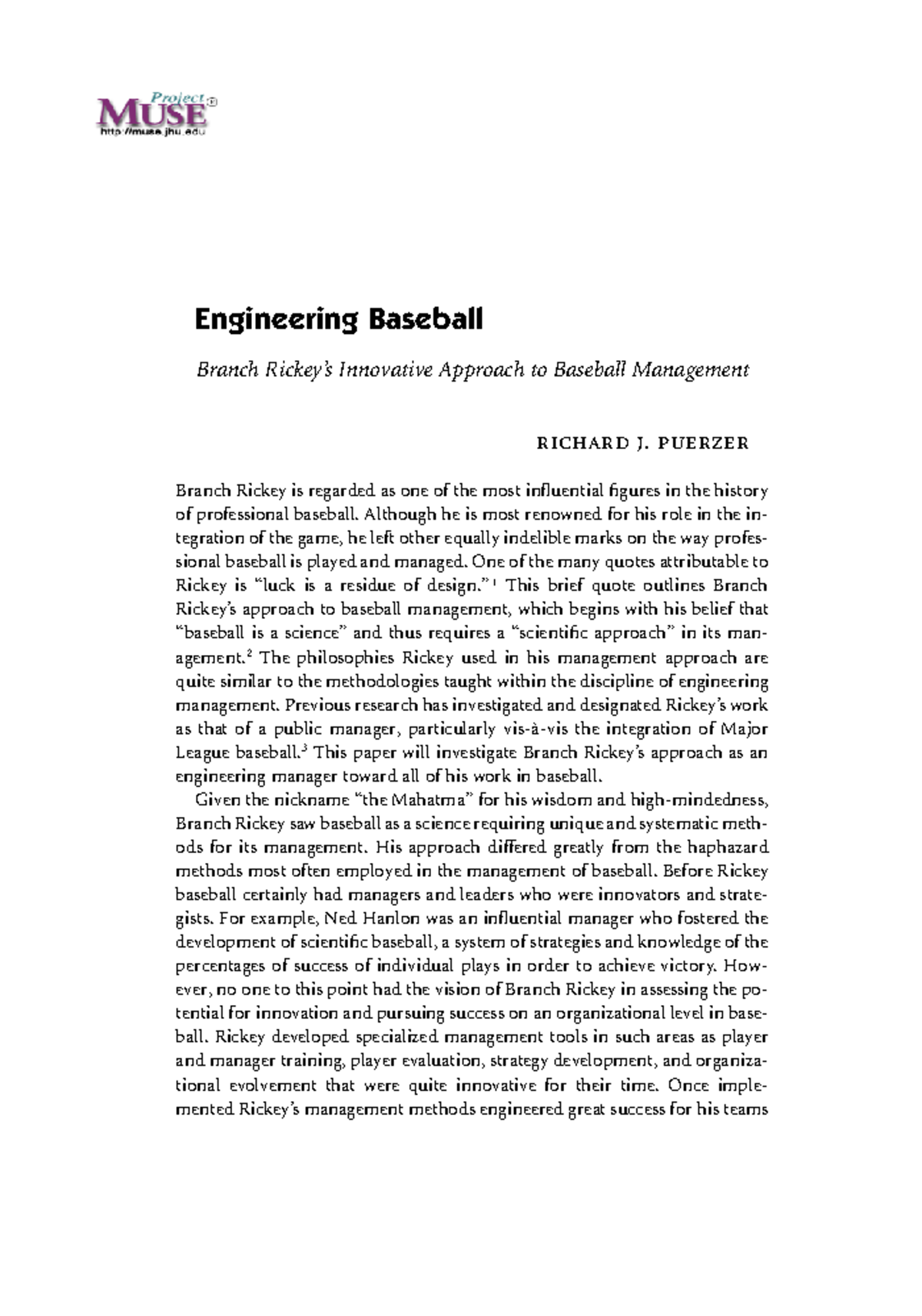ENG 301: Rickey's Innovative Approach to Baseball Management - Studocu