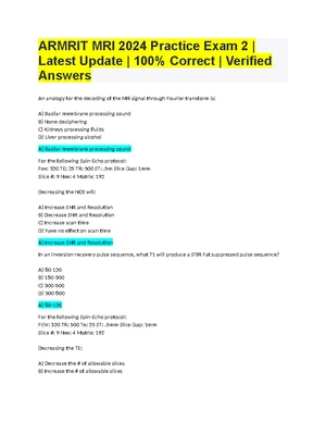 ARMRIT MRI 2024 Practice Test #1 with Correct Answers - Studocu