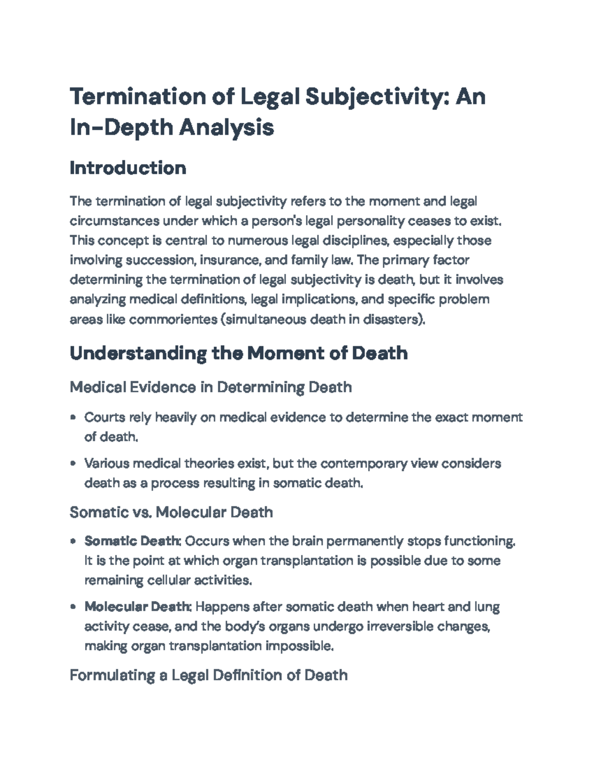 Legal Subjectivity Termination: Medical & Legal Aspects of Death ...