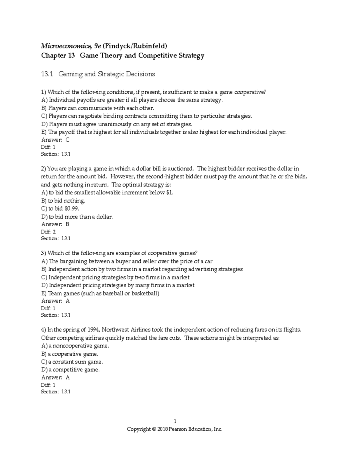 Microeconomics 9e: Chapter 13 - Game Theory & Competitive Strategy ...