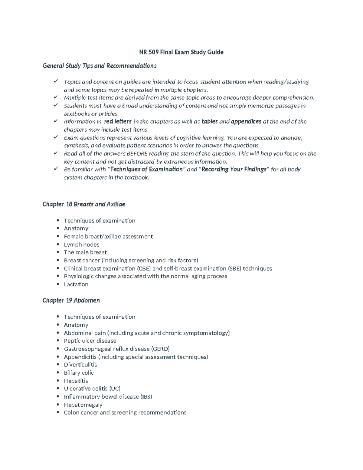 NR509 Final Exam Study Guide: Key Topics and Study Tips - Studocu