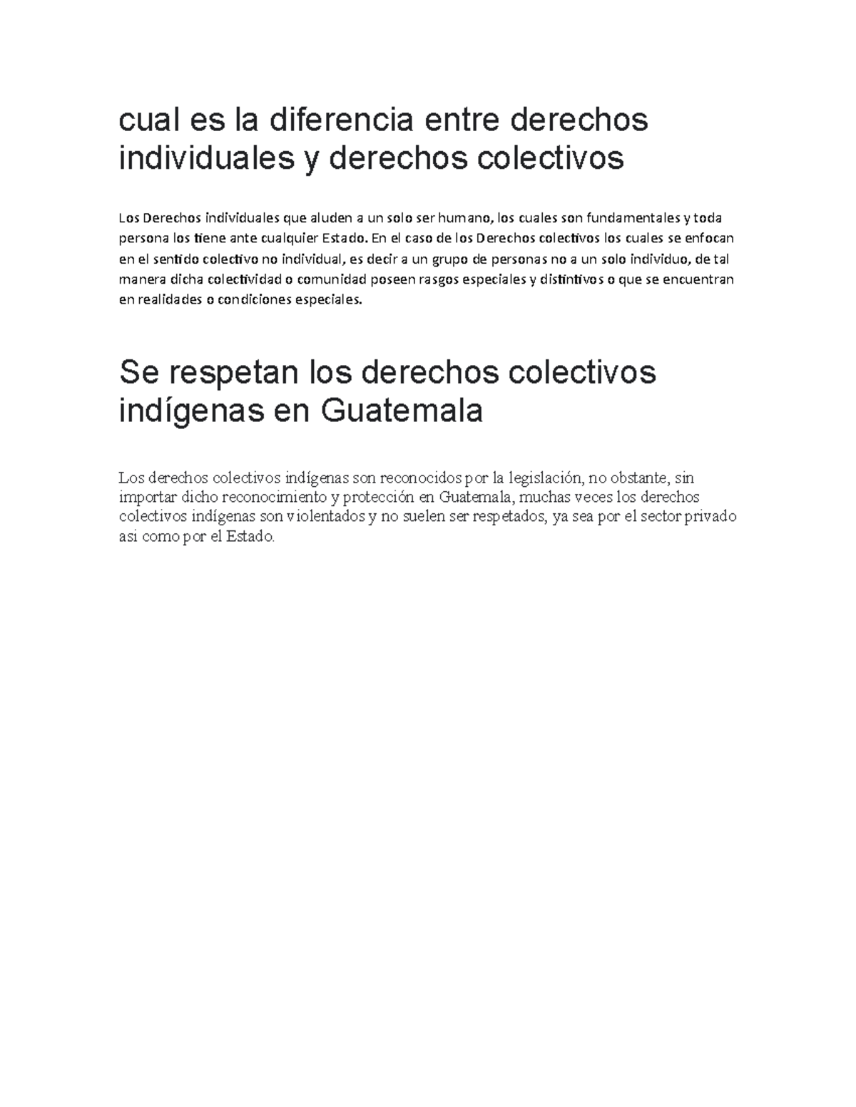 Diferencias entre Derechos Individuales y Colectivos en Guatemala - Studocu